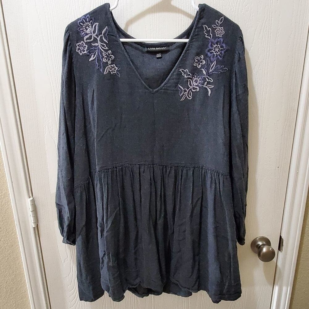 Lane Bryant grey peplum pocket tunic length shirt plus size 22/24